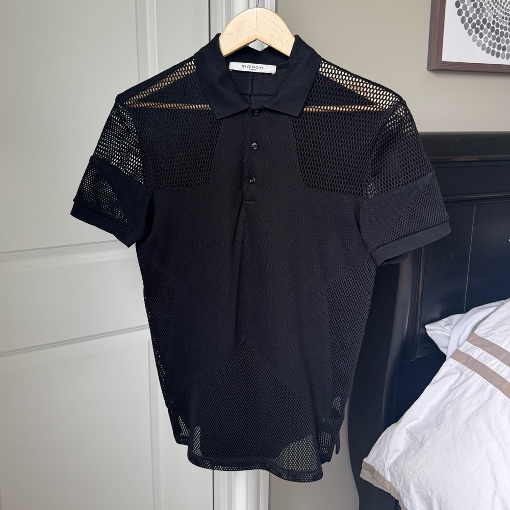 Givenchy Black Polo with Sheer Mesh Panels - Picture 2 of 7